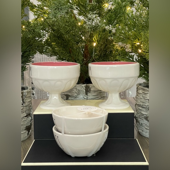 Brand NEW wTags Rae Dunn ICE CREAM Dishes & NUTS SPRINKLES Bowls - 4 Pcs Total - Picture 2 of 12